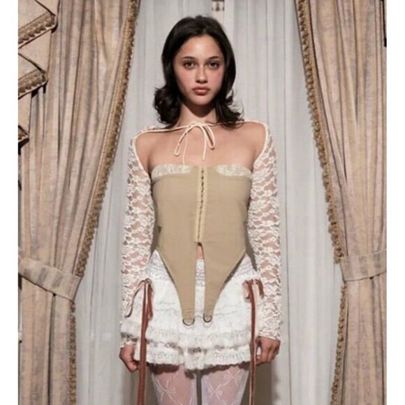 Zemeta Attic Ballerina Skort Skirt White Lace Mini Xs - Picture 4 of 11